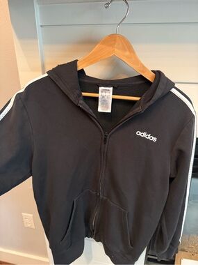 Men’s or adult adidas Black classic sweat track jacket Full-Zip Hoodie size Med